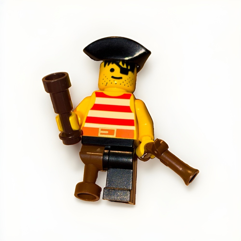 Lego Pirates Minifigure Eye Patch Stripe Shirt Pirate Figure Vintage  Peg Leg